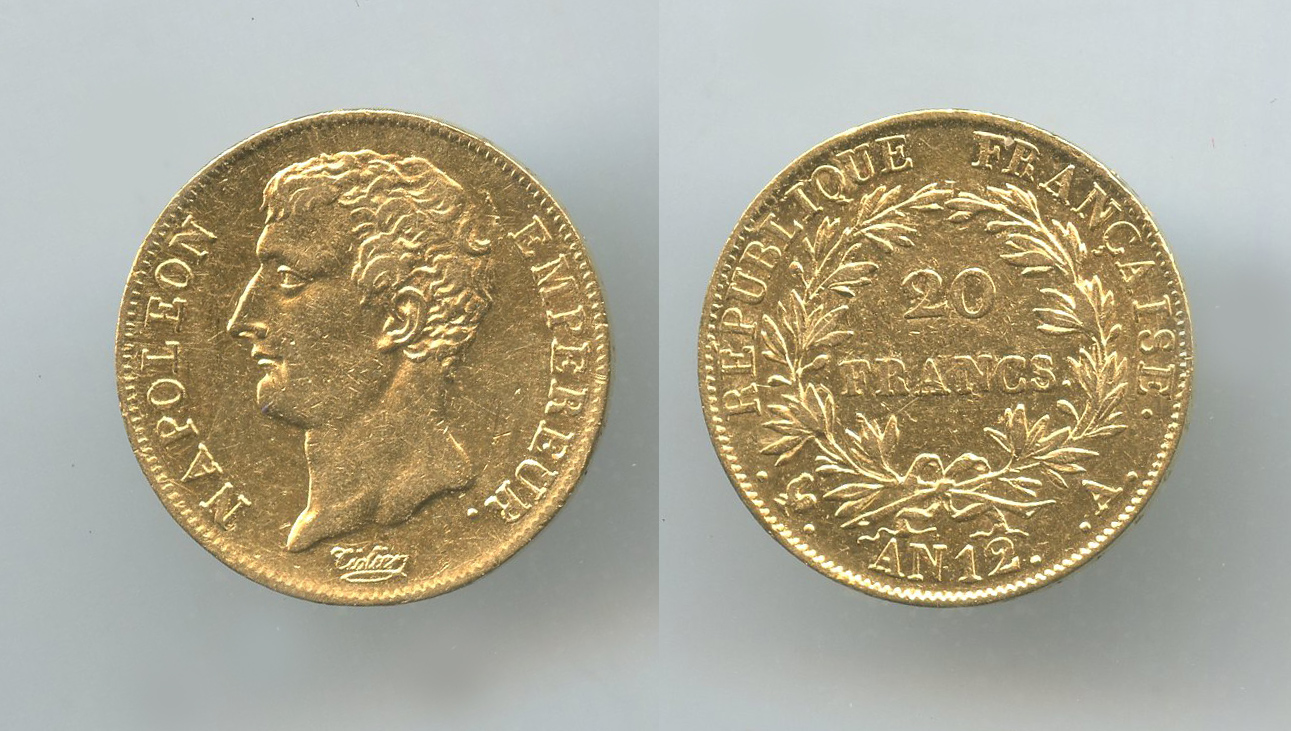 FRANCIA, Consolato (1799-1804) Napoleone Bonaparte I Console (1801-1804) 20 Francs AN 12 (1804) FRANCIA, Consolato (1799-1804) Napoleone Bonaparte I Console (1801-1804) 20 Francs AN 12 (1804)