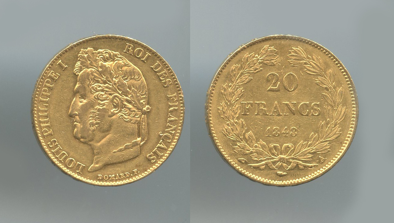 FRANCIA, Louis Philippe (1830-1848) 20 Francs 1848 A
