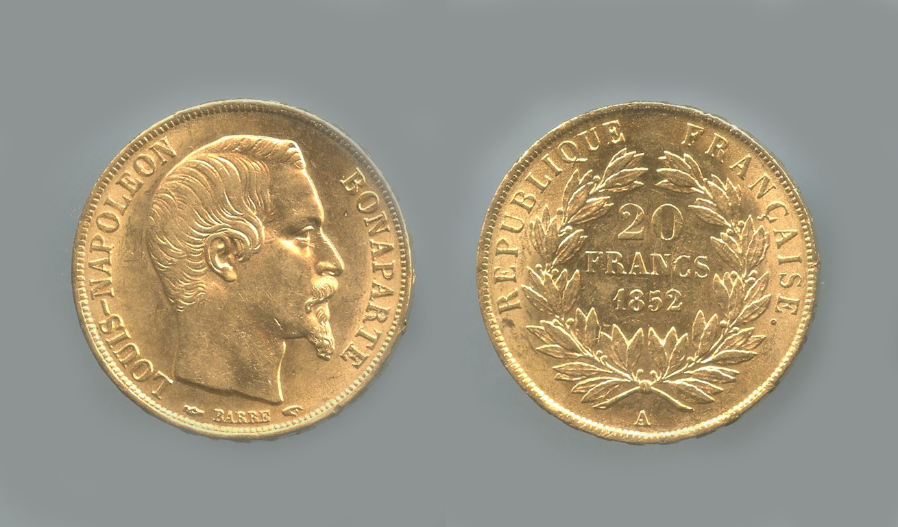 FRANCIA, Seconda Repubblica (1848-1852) Louis Napoleon Bonaparte Presidente, 20 Francs 1852 A