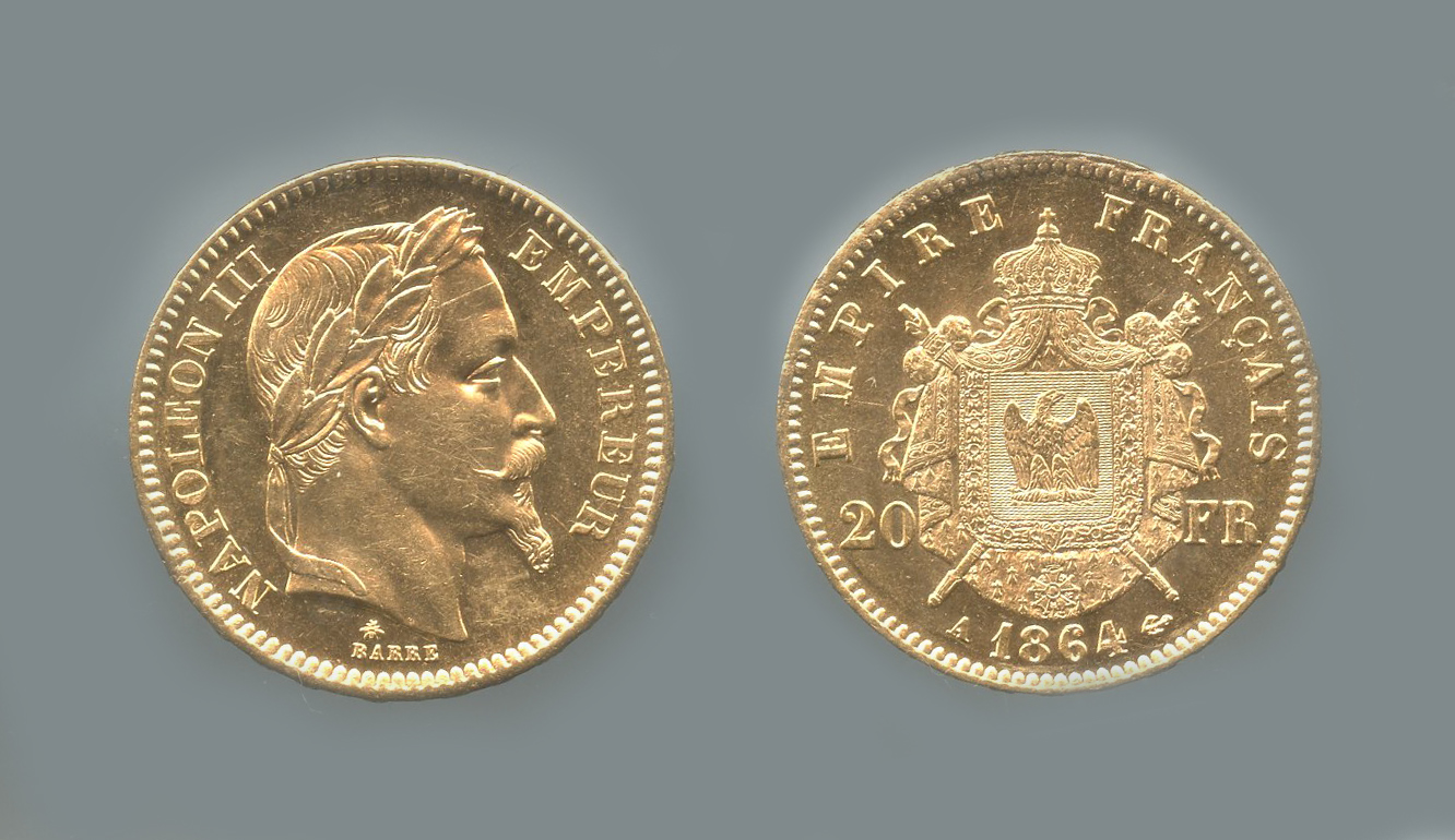 FRANCIA, Napoleone III (1852-1870) 20 Francs 1864 A