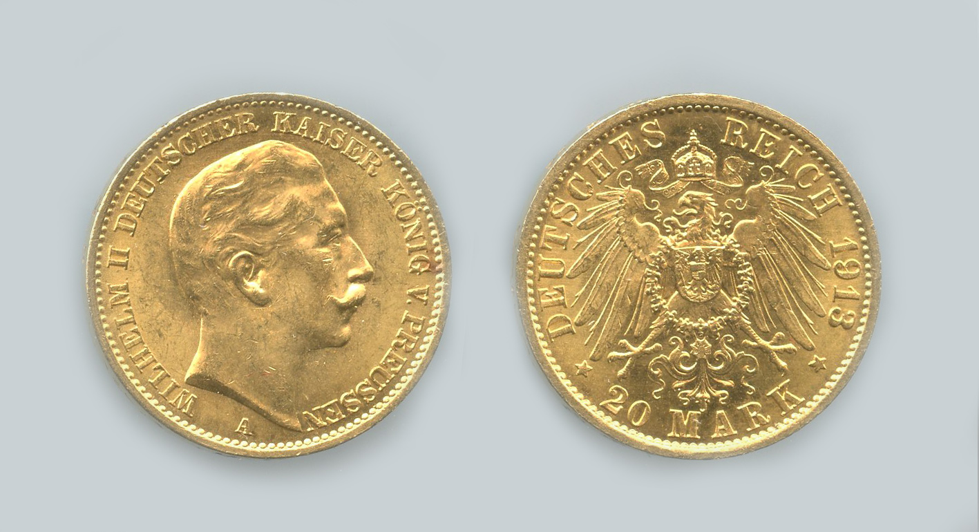 GERMANIA, Prussia, Wilhelm II (1888-1918) 20 Mark 1913 A GERMANIA, Prussia, Wilhelm II (1888-1918) 20 Mark 1913 A