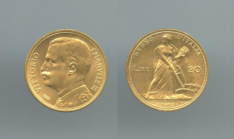 REGNO D' ITALIA, Vittorio Emanuele III (1900-1943) 20 Lire 1912 "Aratrice" REGNO D' ITALIA, Vittorio Emanuele III (1900-1943) 20 Lire 1912 "Aratrice"