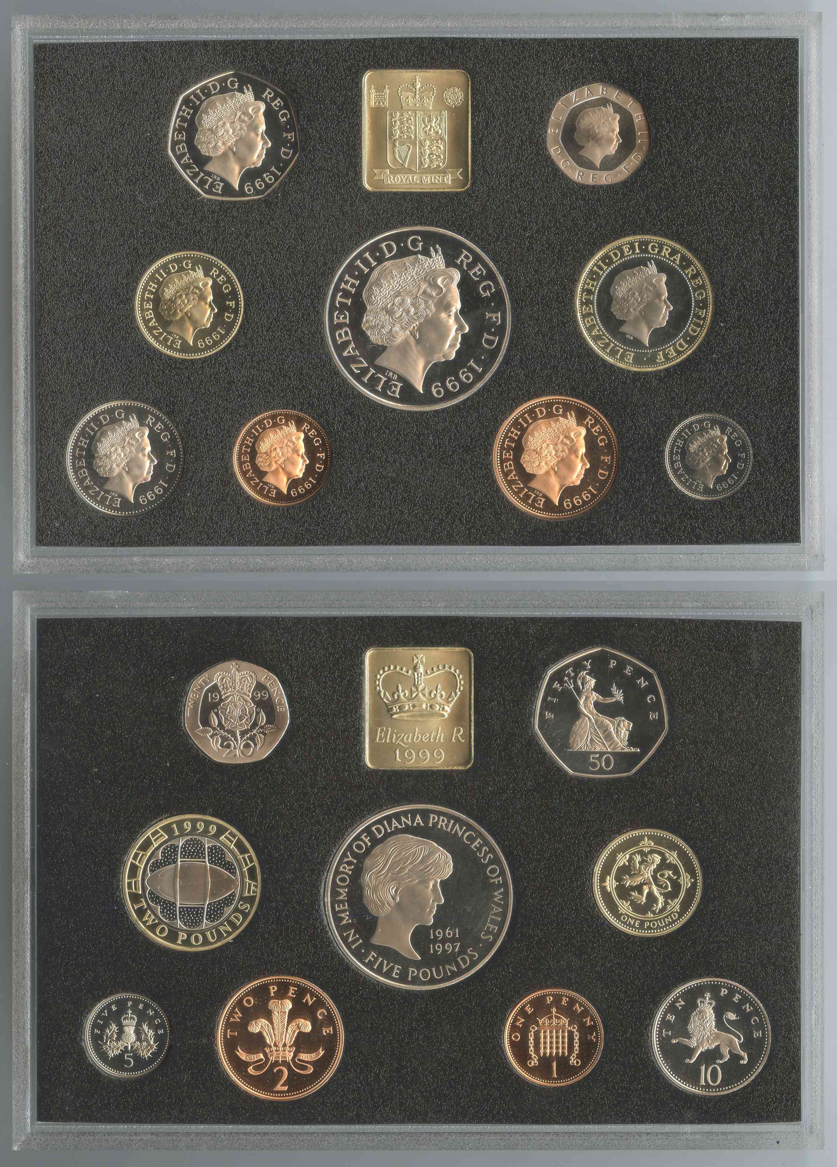 REGNO UNITO, Elizabeth II (1952-2022) PROOF Set 1999 "Lady Diana"