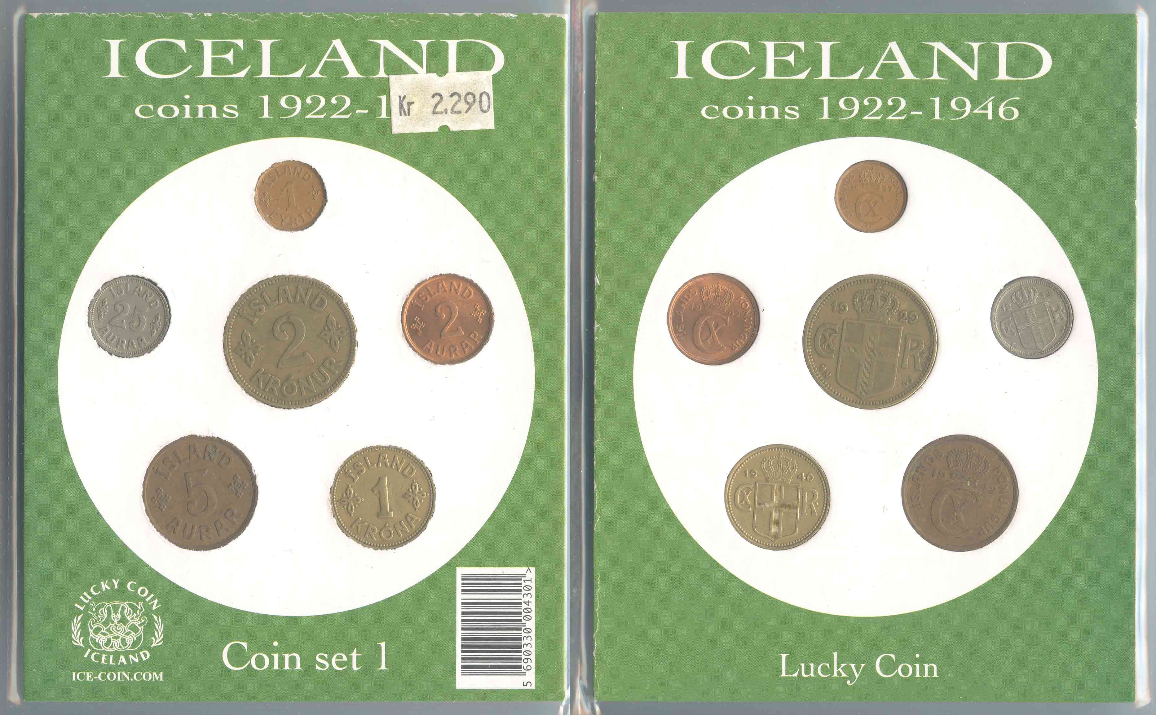 ISLANDA, "Coin set 1922-1946"