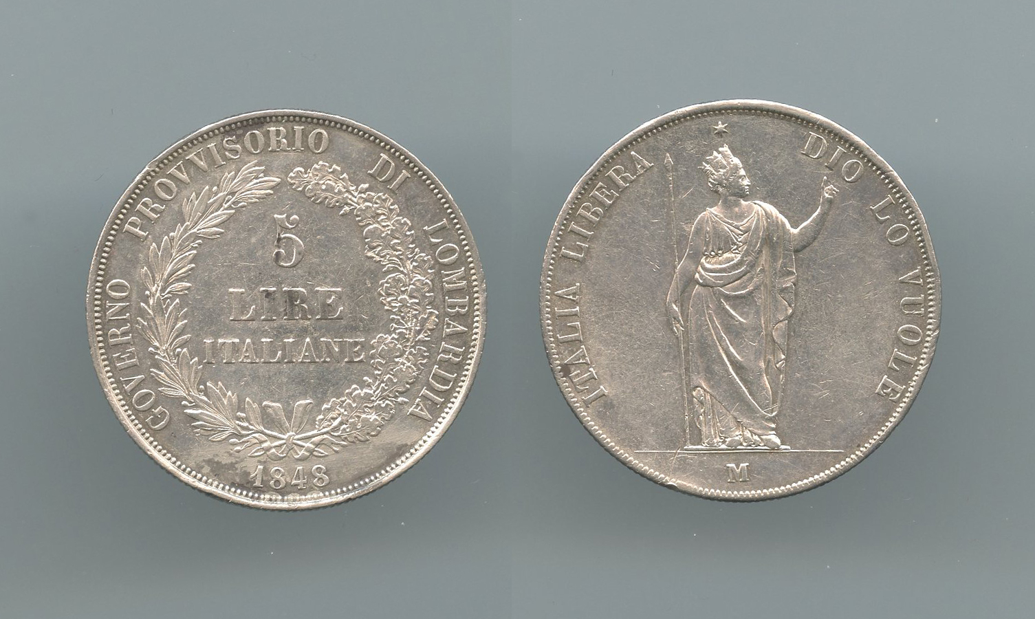 MILANO, Governo Provvisorio di Lombardia, 5 Lire 1848