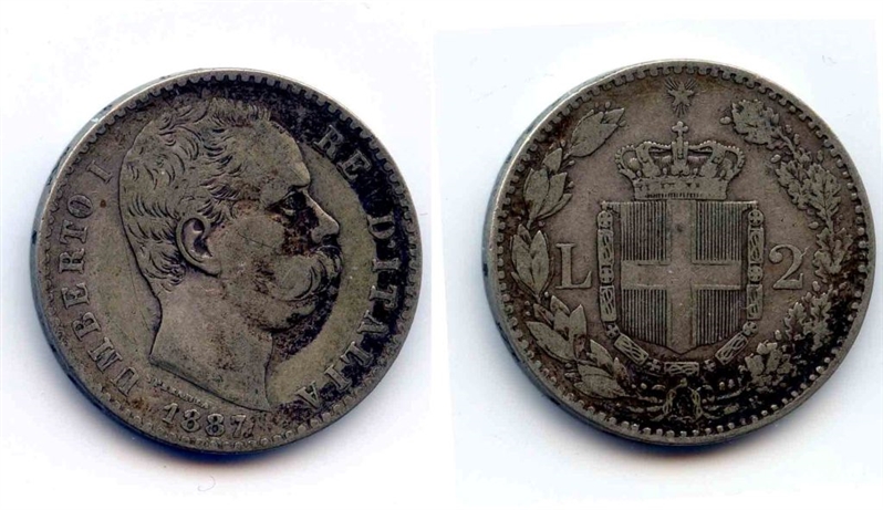 REGNO D' ITALIA, Umberto I (1878-1900) 2 Lire 1887