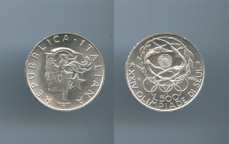REPUBBLICA ITALIANA, 500 Lire 1988 "Olimpiade Seul"