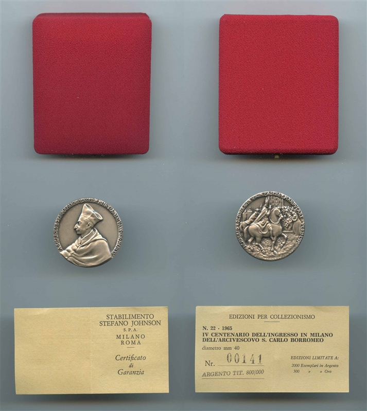 MILANO, Medaglia 1965, IV Centenario dell' Ingresso in Milano dell' Arcivescovo San Carlo Borromeo