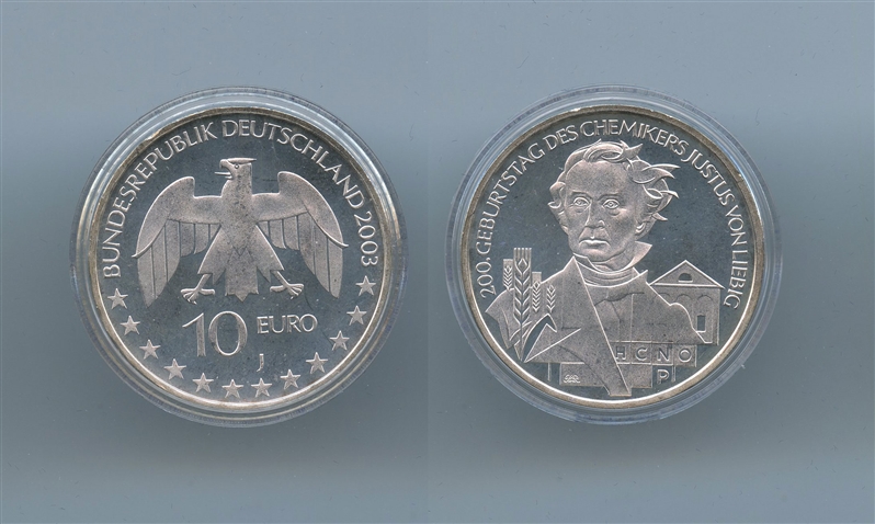 GERMANIA, 10 Euro 2003 J, "Justus von Liebig"