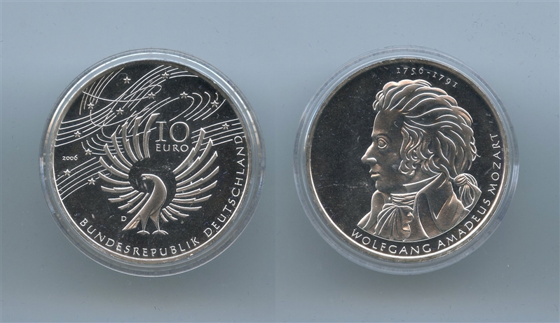 GERMANIA, 10 Euro 2006 D, "Wolfang Amadeus Mozart"