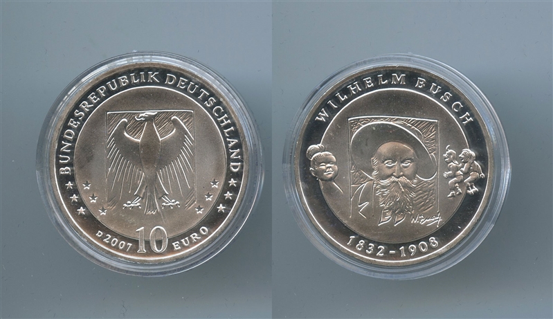 GERMANIA, 10 Euro 2007 D, "Wilhelm Busch"