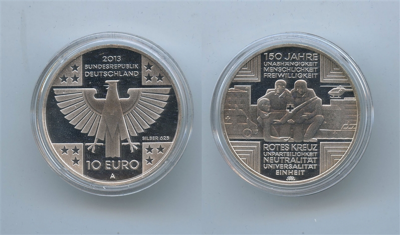 GERMANIA, 10 Euro 2013 A, "150 Croce Rossa"