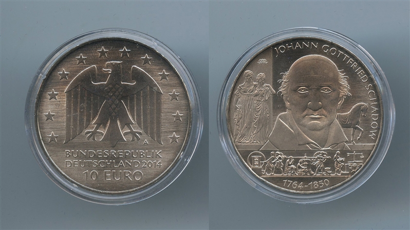 GERMANIA, 10 Euro 2014 A, "250  nascita di Johann Gottfried Schadow"