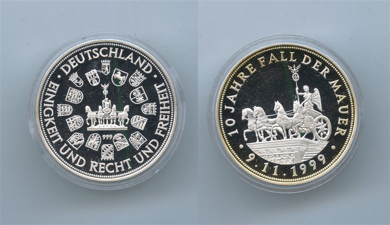 GERMANIA, Medaglia commemorativa, "10 anni della caduta del Muro"