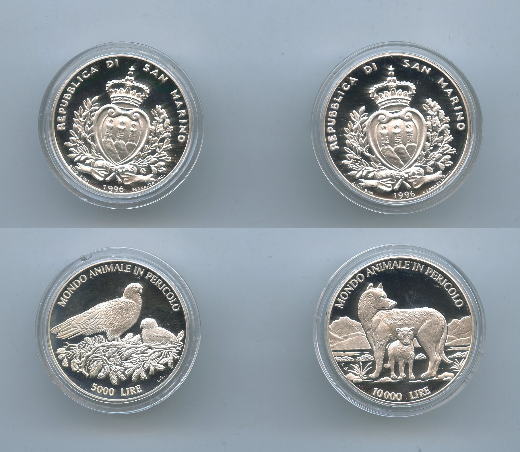 SAN MARINO, Dittico 10000 e 5000 Lire 1996 "Mondo animale in pericolo - 2a serie"
