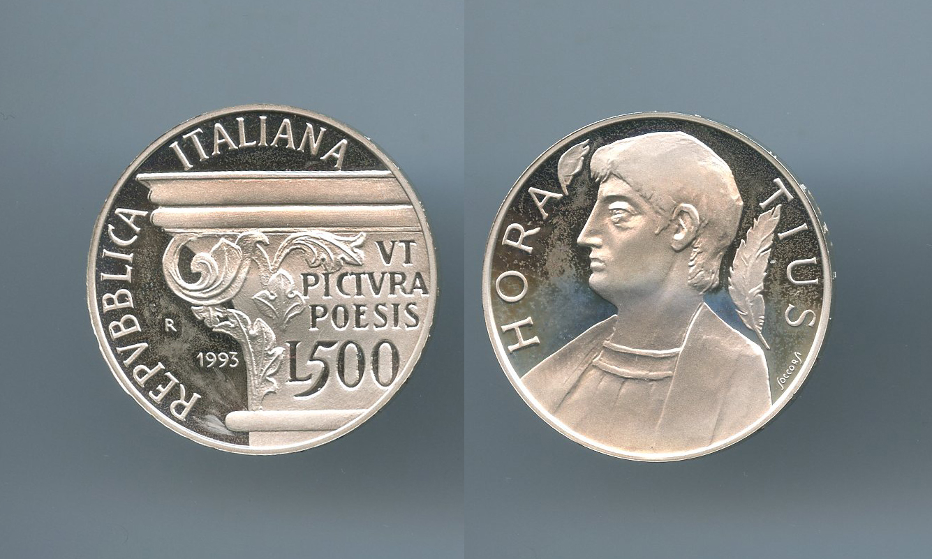 REPUBBLICA ITALIANA, 500 Lire 1993 "Anno oraziano"