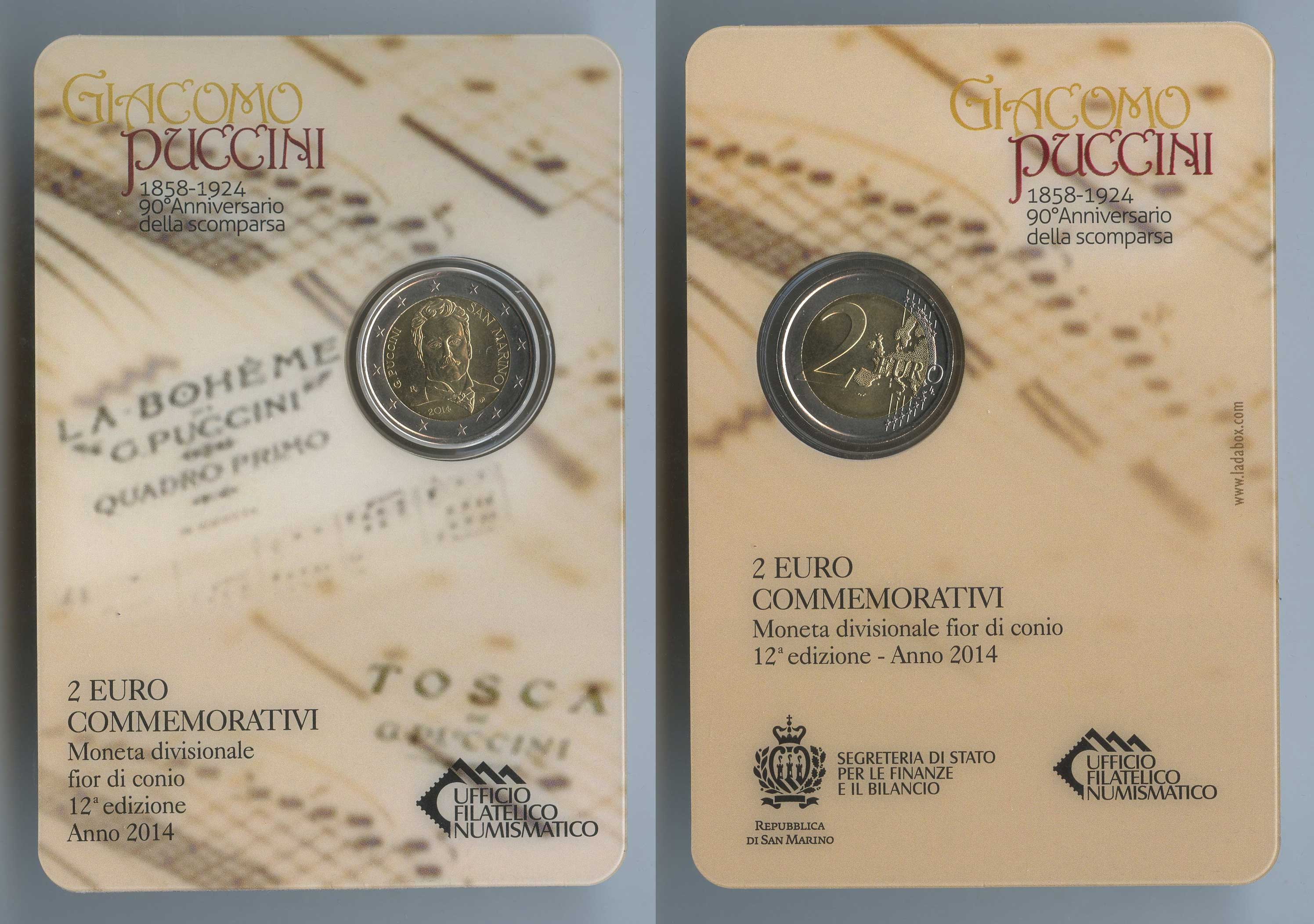 SAN MARINO, 2 Euro 2014 "Giacomo Puccini"