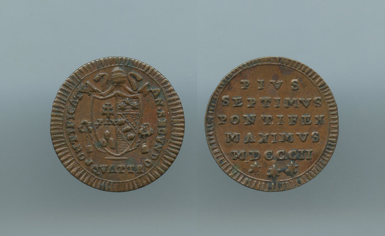 STATO PONTIFICIO, Pio VII (1800-1823) Quattrino 1802