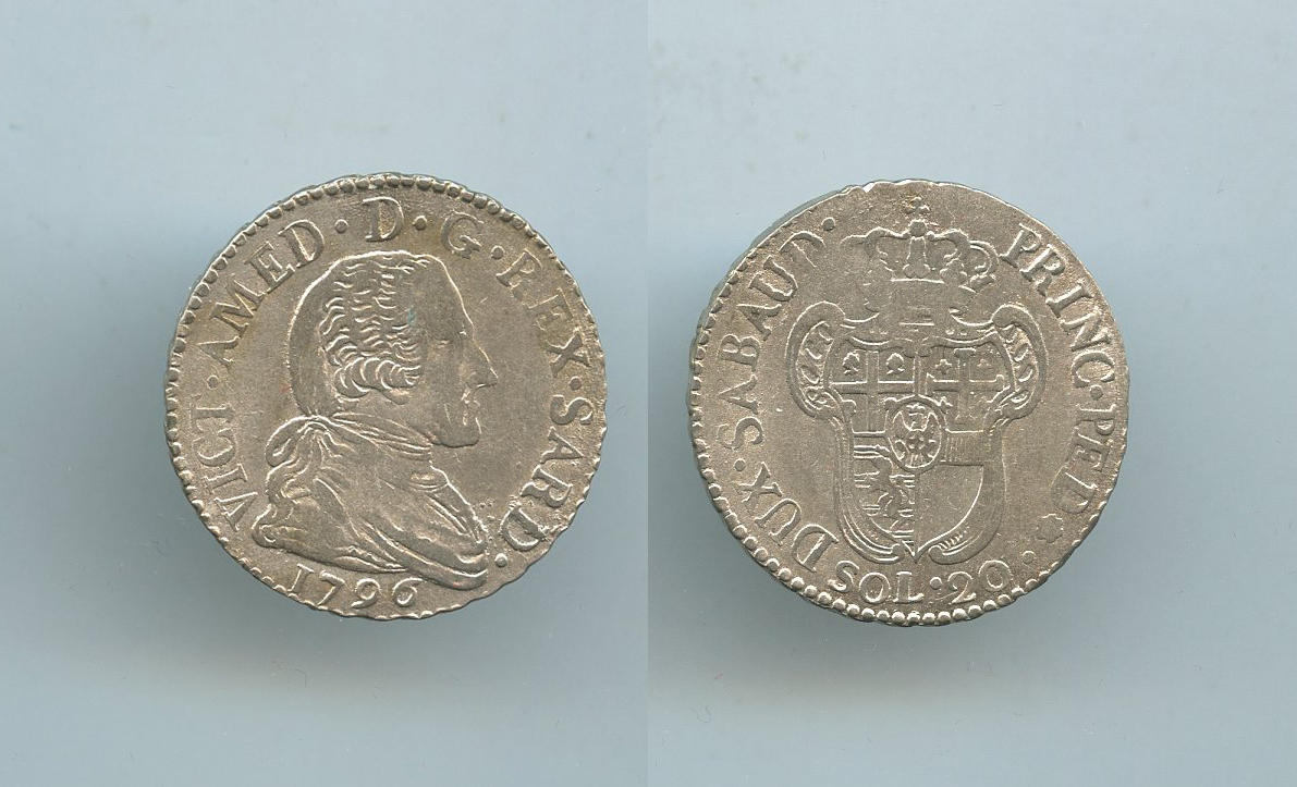 REGNO DI SARDEGNA, Vittorio Amedeo III (1773-1796) 20 Soldi 1796